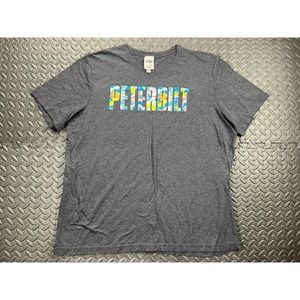 Peterbilt Shirt Adult 2XL XXL Gray Colorful Camouflage Logo Casual Tee Men's